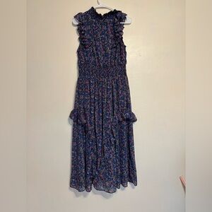 Lulu's Floral Maxi Dress - Blue and Red